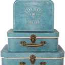 Dloulqz Paperboard Suitcases Set of 2 Decorative Storage Boxes With Lids, Display Box Gift Box, Vintage Suitcases Home Decoration (Blue)