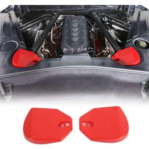Rear Strut Tower Cover Compatible with Chevrolet Corvette C8 Stingray 2020-2025, ABS Engine Bay Rear Shock Absorbing Tower Protection Panel Cover Trim Accessories 2Pcs (Red)