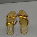 GORGLITTER Women's Gold Strappy Wedge Sandals 2025 Dressy Summer Sparkly Shoes, 38