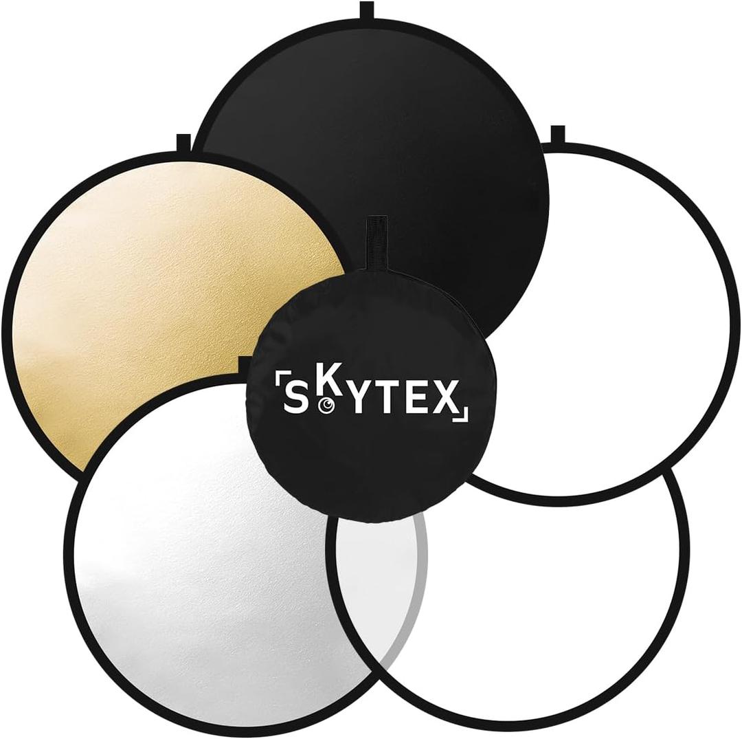 Skytex 32Inch/80CM 5in1 Portable Light Reflector with Bag,Silver/Gold/Translucent/White/Black Light Diffuser Studio Collapsible Reflectors Photography Accessories for Any Photography Situation