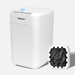 4.5 Gallon Smart Self-Sealing & Self-Changing Trash Can, 17L Automatic Motion Sensor Garbage Bin with Lid, Touchless Electric Wastebasket for Bathroom, Bedroom, and Office - White