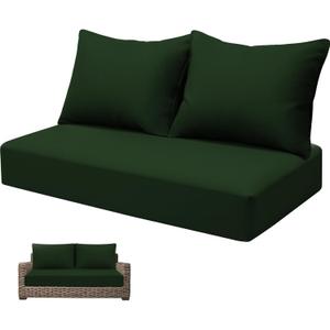 Outdoor Loveseat Cushion Set 46 x 24 inch Waterproof Oxford UV Resistant and Fade Resistant Patio Furniture Cushion, Deep Seat Cushions for Patio Couch, Bench and Swing Chair, Green1#