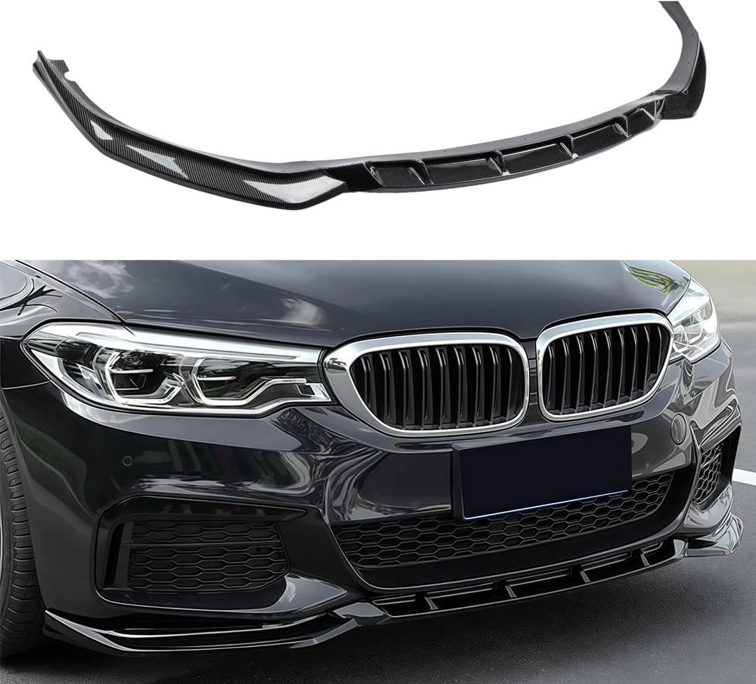 Front Lip Compatible with BMW 5 Series G30 G31 M Sport 2017-2020 530i 530e 540i M550i and xDrive Models, Air Dam Lower Chin Bumper Spoiler Splitter, Protection Body Kit (Carbon Fiber Pattern)