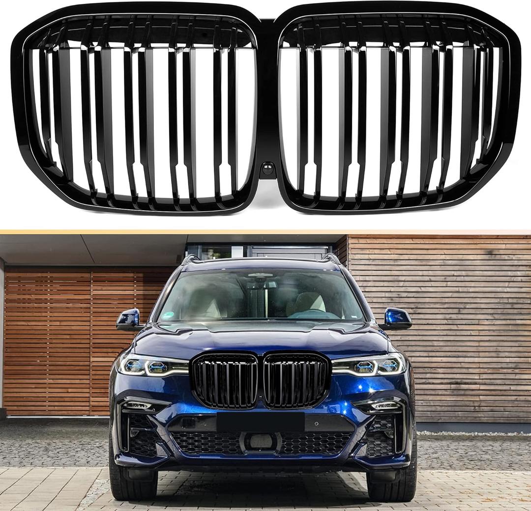 G07 Front Grill/Grilles Kidney Grill Replacement for BMW X7 Series G07 2019-2021 (Double Slat Gloss Black)