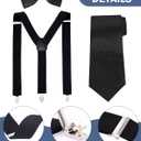 Chicingyou 28 Pcs Men Necktie Set Men Wedding Suit Accessories with Suspenders Bow Tie Handkerchief Cufflink Pin 4 Colors for Party