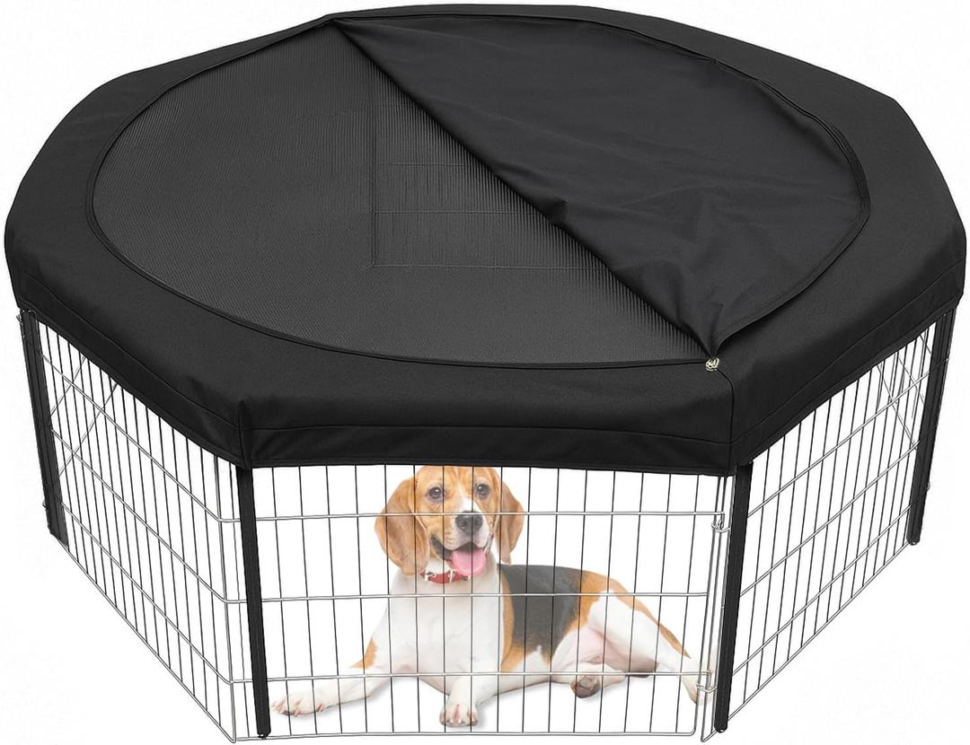 Dog Playpen Cover Top for 23 Inch 8 Panels Octagon Playpen, Escape-Proof Mesh Playpen Cover for Pets Indoor Outdoor Use, Fence Cover Only (Playpen Not Included)