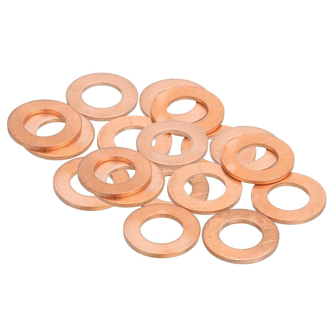 MECCANIXITY 18Pcs Flat Washer, M12 Copper Washers Copper Sealing Ring Crush Washer Kit Assortment, 12mm ID, 22mm OD, 1.5mm Thick for Bolts Screws Machinery Repair