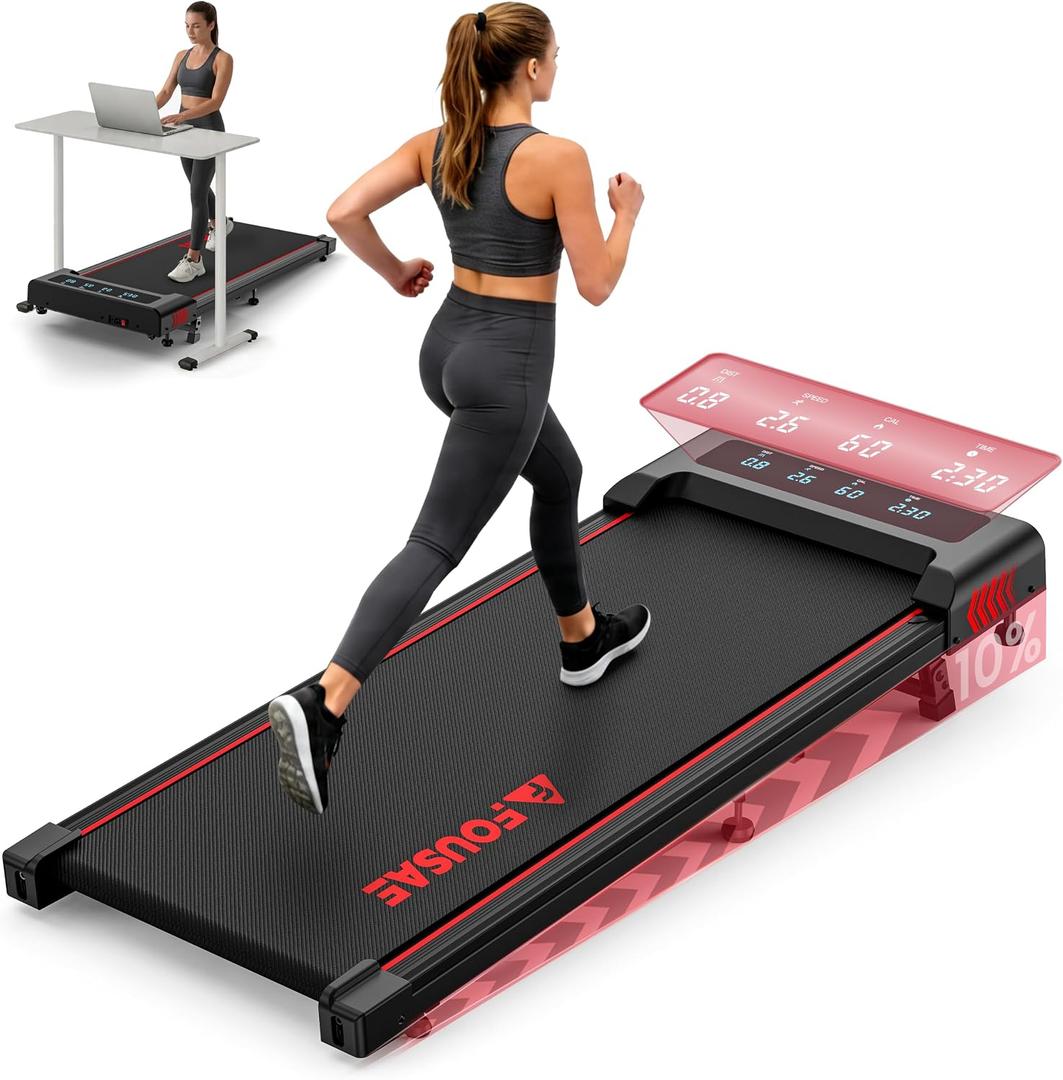 Walking Pad with Incline, FOUSAE 6.2MPH Walking Pad Under Desk Treadmill with 10% Incline, Full Screen LED Display, 2.75HP Brushless Drive, 12 HIIT Programs, Remote Control, 350 LBS Capacity