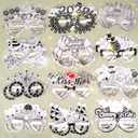 2 x HOWAF 24pcs Black Silver New Year Glasses, Happy New Year Paper Eyeglasses for 2026 New Year Eve Party Supplies, Silver New Year Photo Booth Props Eyewear, Fancy New Year Party Glasses for 2026 NYE