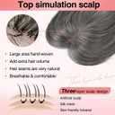 Flufymooz Real Human Hair Toppers for women, 10 Inch Clip in Bangs 100 Human Hair Toppers for Thinning Hair, Cover Hairpiece with 150% Density Silk Base-Silver Gray With Brown Mixed