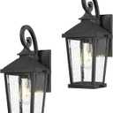 zeyu 2 Pack Outdoor Wall Lights, 16 Inch Exterior Lighting Fixtures for Front Door, Die-Cast Aluminum in Black Finish, Waterproof Seeded Glass, ZW105B-2PK BK