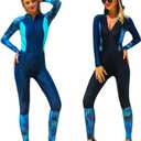 Full Body Scuba Rash Guard Dive Skin UV Swimwear Sport Skins for Men Women, Long Sleeve One Piece Front Zipper Diving Wetsuit for Surfing Swimming Snorkeling Canoeing M