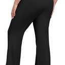 FOREYOND Women's Plus Size Flare Leggings with Pockets Bell Bottom Yoga Pants High Waisted Boot Cut Workout Gym Casual (4X-Large Plus, Black)