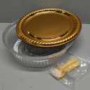 Tessco 6 Pack Plastic Serving Platters with Lid and Sporks, Disposable Heavy Duty Party Tray Round Catering Tray Containers for Food Salad Sandwich Takeout Picnic Supplies(12 Inch,Gold, Yellow)