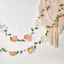 EASY JOY Crepe Paper Flowers Banner White Blush Pink Paper Flower Banner Spring Hanging Paper Flower Garland Paper Leaves Banner for Spring Birthday Wedding Home Decorations