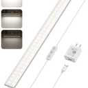 ASOKO Under Cabinet Lighting, Upgrade 16inch LED Closet Light with Dimmable 4500K Daylight White and Memory Function, Plug-in Under Counter Lights for Kitchen/Desk/Shelf/Workbench/Display Case/Room