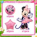 5Pcs Pink Mouse Balloons, Cartoon Mouse Theme Balloons Decorations Set for Kids Girls Cartoon Birthday Baby Shower Party Supplies
