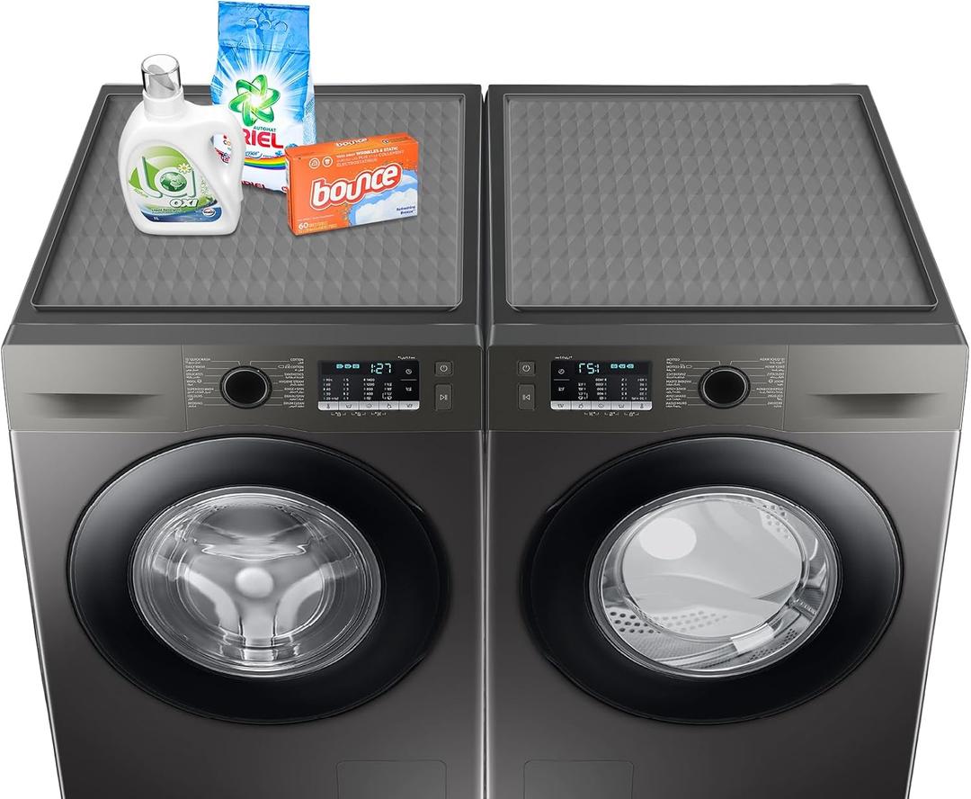 2 Pack Washer and Dryer Covers for the Top, 23.6'' x 19.7'' Silicone Rubber Mat for Laudry Machine & Dryer,Non-slip Heavy Duty Waterproof Washable Top Protector Mat Pad for Laundry & Kitchen