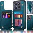 DJDUCK Designed for Moto G Power 2025 Case Wallet with Card Holder, [Magnetic Clasp Cover] [RFID Blocking Leather Protection] Shockproof Women Men Cases for Moto G Power 2025 Teal