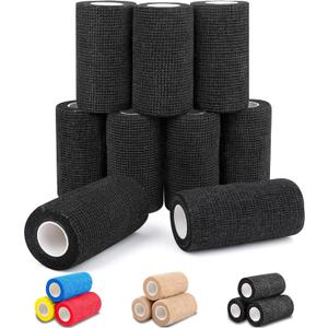 AZEN 9 Pack Self Adhesive Bandage Wrap, 4" X 5 Yards Elastic Cohesive Bandage Wrap, Color Athletic Tape, Tattoo Grip Tape Wrap, Vet Wrap, Ankle Tape