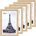 VCK 11x17 Picture Frame 5 Pack - Oak, Natural Solid Wood Poster Frames, Wall Gallery Frame