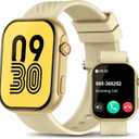 Smart Watch for Men Women (Answer/Make Call), 2.0"Smartwatch Fitness Tracker with 100+ Sport Modes, Heart Rate/Sleep Monitor, Pedometer, SpO2, IP67 Waterproof, Activity Tracker for Android iOS Phones (Gold)