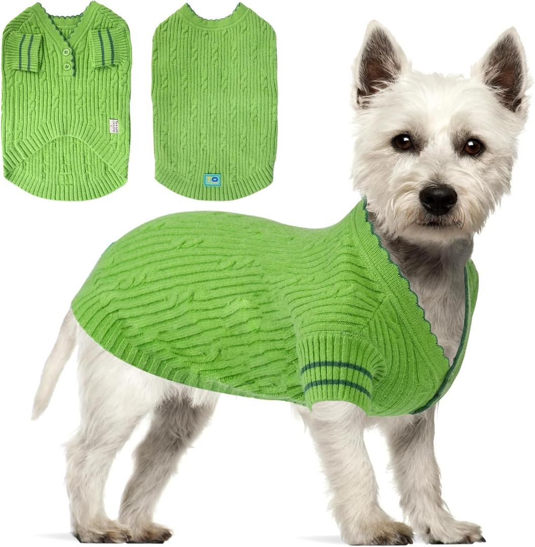 Pet Knitted Clothes,Button Button Half Chest V-Neck Pet Clothing,Pet Sweaters for Dogs Boys or Girls,Dog Clothing,Pullover Dog Sweater,Suitable for Most Sizes or Breeds of Dogs(Green,XL) Pet Knitted Clothes,Button Button Half Chest V-Neck Pet Clothing,Pet Sweaters for Dogs Boys or Girls,Dog Clothing,Pullover Dog Sweater,Suitable for Most Sizes or Breeds of Dogs(Green,XL)
