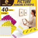 EMITEVER Picture Hanging Strips Heavy Duty, Damage Free Picture Hangers for Walls, Hanging Hooks Kit Without Nails, Large Adhesive Wall Strip for Poster Sticky 20-Pairs (40 Strips)