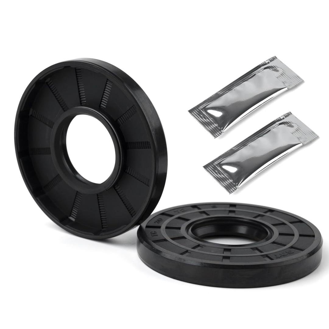XiKe 2PCS Oil Seal, Lip Seals, TC 30mm x 62mm x 10mm, Nitrile Rubber Double Lip Spring-Loaded Oil Shaft Seal, Designed for Bearing Shaft, Black (30x62x10mm)