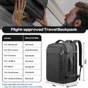 Carry on Backpack, Extra Large 55L Travel Backpack TSA Approved, Expandable Laptop Backpack with durability, Water Resistant Bag Compatible with 18.4 inch Laptops, Black