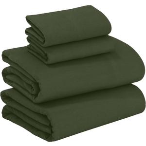 RUVANTI 100% Cotton Flannel Sheets Queen Size - 4 Piece Warm, Soft & Breathable, Deep Pocket, Double Brushed Cozy All Season Bedding Set, Olive Green
