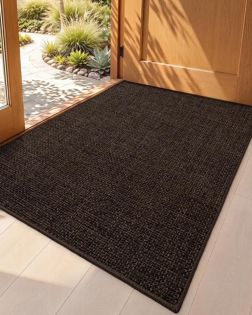 Color&Geometry Ultra-Thin Indoor Door Mat Entrance, 48"x72" Brown
