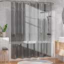 AmazerBath Shower Curtain Liner, 100% EVA Luxury Soft Clear Grey Heavy Duty Shower Curtain and Liner 2-in-1, 72x72 Plastic Weighted Bathroom Shower Curtain, 12 Rustproof Grommets & Heavyweight Stones