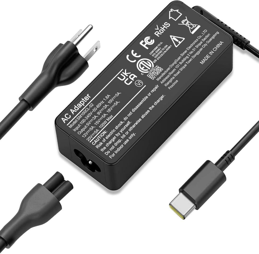 USB C Laptop Charger, 100W AC Laptop Power Adapter Replacement for Lenovo, ThinkPad, HP, Asus, Acer, MacBook, MSI, Dell,Toshiba,Universal Chromebooks Type C Power Cord