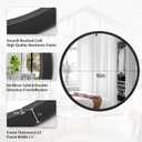 JJUYOU Black Round Framed Mirror - 16" Circle Wall Mirror for Bathroom, Bedroom & Living Room - Modern Aluminum Alloy Metal Frame