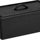 Navaris Long Bread Pan - Cast Iron Bread Loaf Pan with Lid for Homemade Sourdough Baking - 2 in 1 Cast Iron Loaf Pans - Covered Sour Dough Sandwich Baker - Dutch Oven Bakeware Set, Black