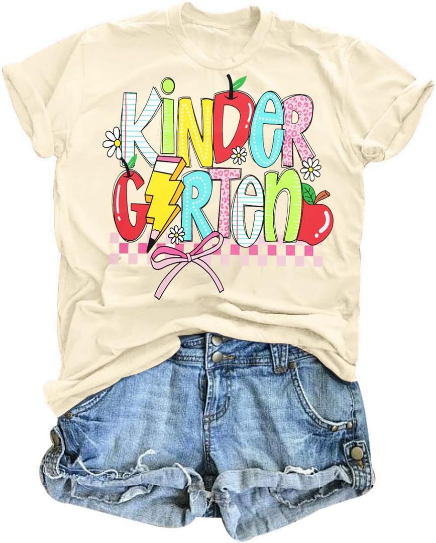 Teacher Shirts for Women: Kindergarten Preschool Teacher Pencil T-Shirt Funny Teacher Graphic Tees Back to School Tshirt (XL)