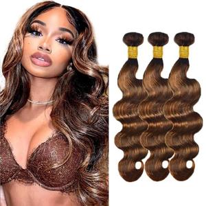 Highlight Brown Bundles Human Hair P430 Body Wave 3 Bundles 20 22 24 Inch Unprocessed Virgin Remy #4 Brown Body Wave Bundle Human Hair Extensions