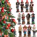 24 Pcs Christmas Nutcracker Ornaments 4.7 Inch Wooden Hanging Nutcrackers Figure for Christmas Tree Hanging Double-Sided Printing Holiday Decor Xmas Party Supplies(Western Cowboy)