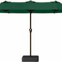 Kingdura 15ft Large Patio Umbrella with Base Included, Double-Sided Rectangle Outdoor Table Umbrella with 12 Reinforced Ribs, Crank Lift for Market Pool Deck Backyard, Dark green