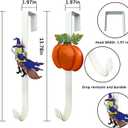 2 Pack Pumpkin & Witch with Fall Wreath Door Hanger, Fall Decoration Metal Over The Door Single Halloween Wreath Hanger Ornament Halloween Wreath Hangers for Front Door,Door Wreath Hanger