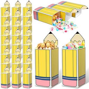 Harloon 21 Pcs Back to School Pencil Candy Boxes Popcorn Holder Bulk End of Year Student Gift from Teacher Grad Party Favor Treat Box for Preschool Kindergarten Graduation Classroom Decoration