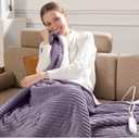 Heated Blanket Electric Throw 50"x60" Heating Blanket 450gsm Ribbed Flannel Sherpa Ultra-soft with 5 Heating Levels and 4 Hour Auto Off, ETL & FCC Certified Electric Blanket, Great Winter Gift, Purple