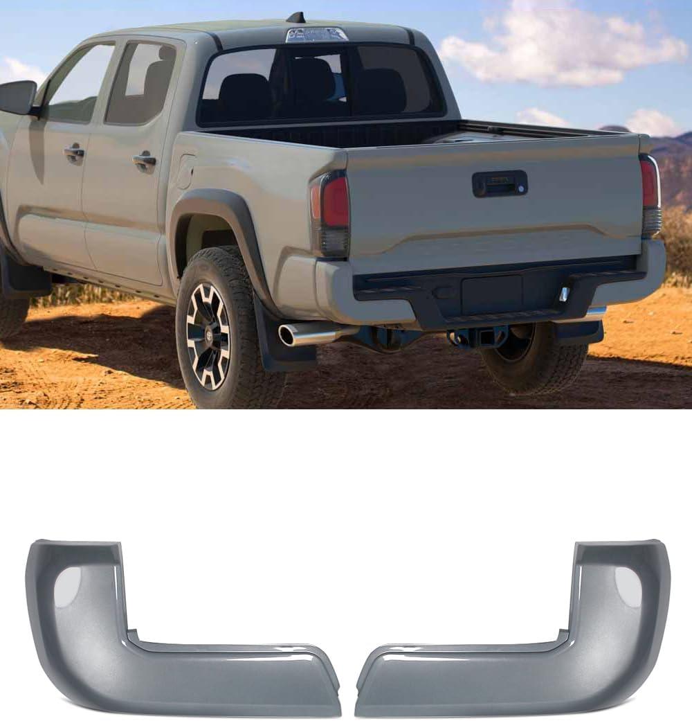 Rear Bumper End Cap Compatible with 2016-2023 Toyota Tacoma Rear Bumper Cover Replacement for TO1104131 TO1105131 W/O Parking Sensors Holes Cement Grey Cover Corner Extension Pair