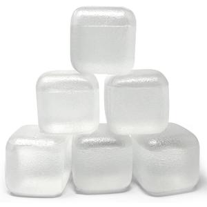 Extra Large Reusable Ice Cubes (2.2" Sq.) 6-Pack - BPA Free Plastic - Great for Cryotherapy Machines, Cold Therapy Units, (Clear)