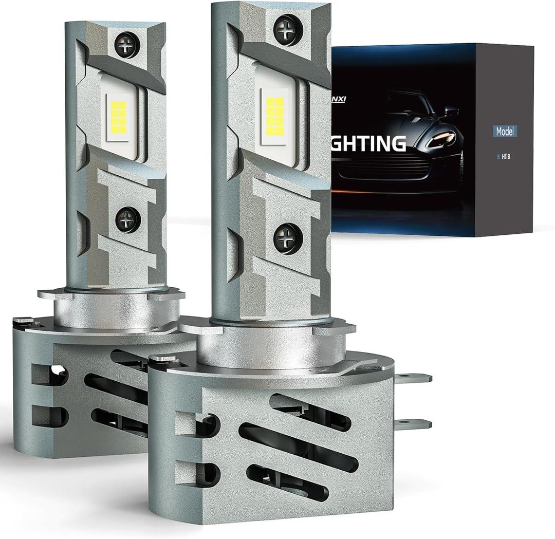 FRANXI H11B Bulbs, 60W Super Bright Fog Lights, 6000K Cool White, 1:1 Design with Cooling Fan, Plug and Play, Pack of 2