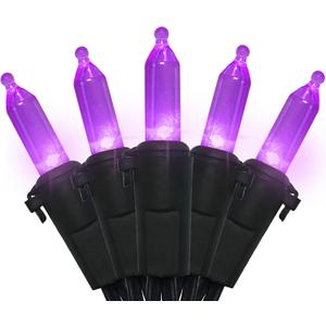 MULTI-SPARKING Purple LED Halloween Lights - 100 Count Purple Christmas String Lights for Tree, Party, Holiday, Indoor and Outdoor Halloween Decorations, 33 Feet Black Wire, UL Certified, Connectable