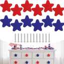 Moxweyeni 12 Pcs Patriotic Star Cabinet Knob Covers, 4th of July Silicone Cabinet Knob Kitchen Decor, Red and Blue American National Decor, Decorative Drawer Knobs for Home & Holiday Party Decoration