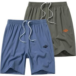 Vcansion 2 Pack Men's Outdoor Lightweight Hiking Shorts Quick Dry Sports Casual Running Shorts with Pockets (S)