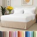 Pleated Bed Skirt Queen Size - 3 Sided Pleated Bed Skirt Queen - Ultra-Soft, Easy Fit with 15 Inch Tailored Drop - Hotel Quality, Wrinkle Free & Fade Resistant - For Women, Men, Kids and Teens - Cream